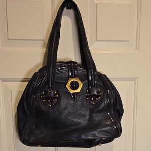 ZAC Zac Posen Purple Leather Shoulder Bag with Gold Accents